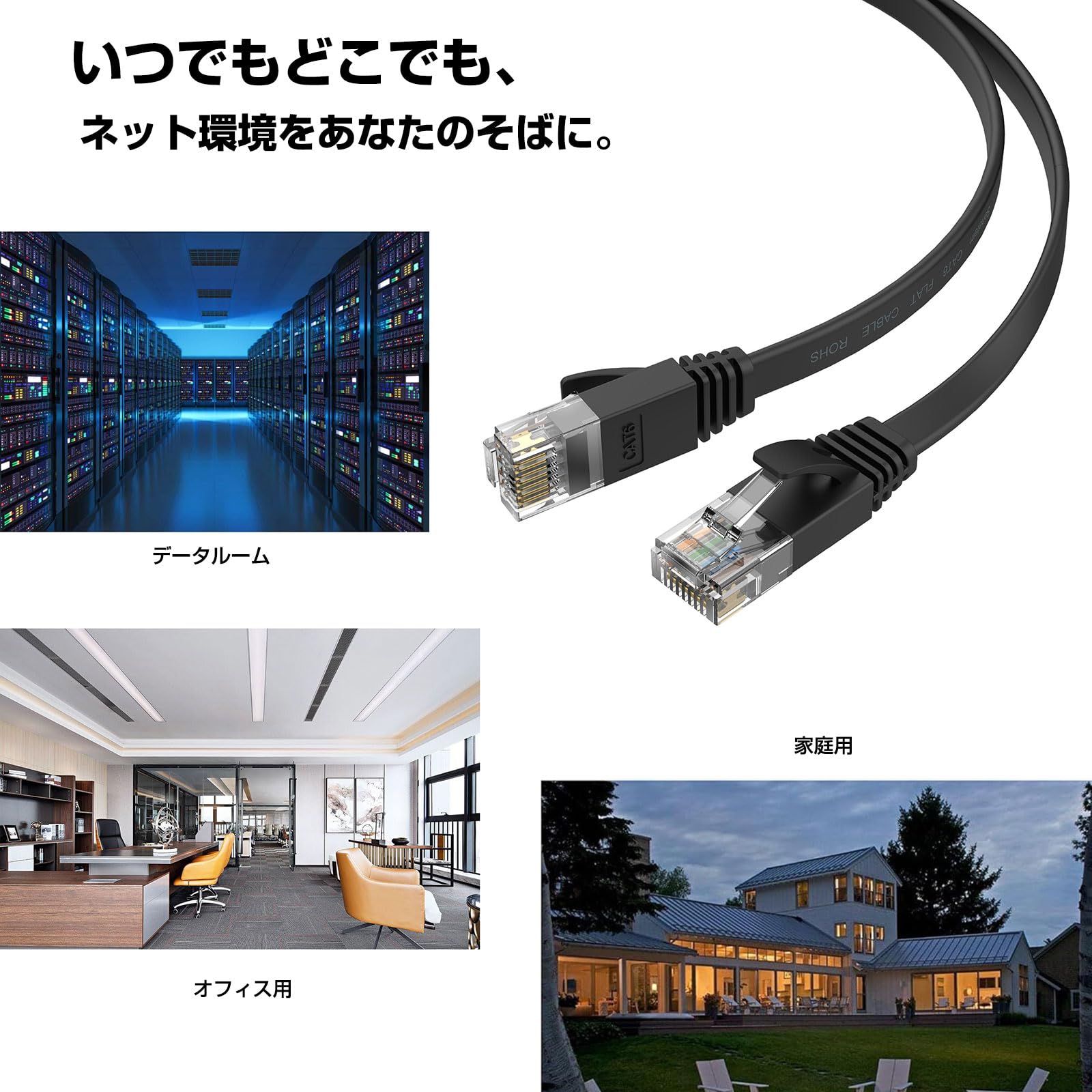 Amazon.co.jp: Senetem LANケーブル 30m CAT6 フラットLANケーブル